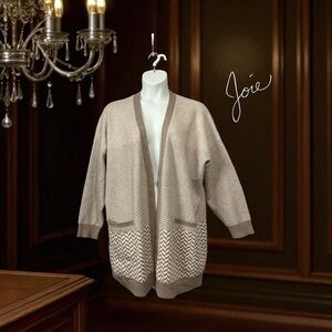 Joie, Women's Plus Size Chevron Open Cardigan, Size 3X, Beige